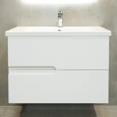 Шкаф для ванной Bayro Sorento подвесной с умывальником Sanovit Soft 800, Белый Мат (115308_10937)