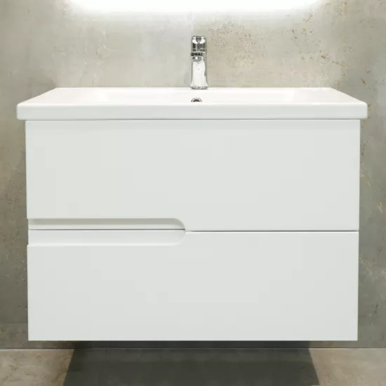 Шкаф для ванной Bayro Sorento подвесной с умывальником Sanovit Soft 800, Белый Мат (115308_10937)