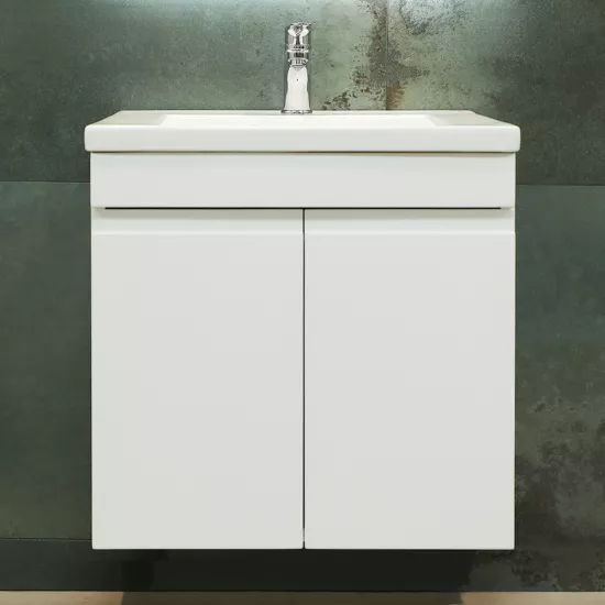 Dulap pentru baie Bayro Studio Duo suspendat с умывальником Nomi Argo 600, Alb mat (118780_117255)