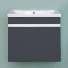 Dulap pentru baie Bayro Trend Duo suspendat с умывальником Cersanit Como 600, Antracit mat (114028_7328)