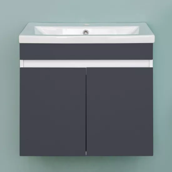 Dulap pentru baie Bayro Trend Duo suspendat с умывальником Cersanit Como 600, Antracit mat (114028_7328)