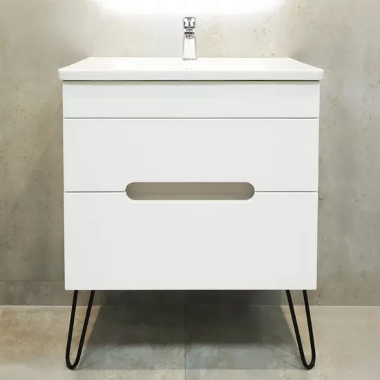 Шкаф для ванной Bayro Etna подвесной универсальный с умывальником Nomi Argo 600, Белый Мат (118784_117255)