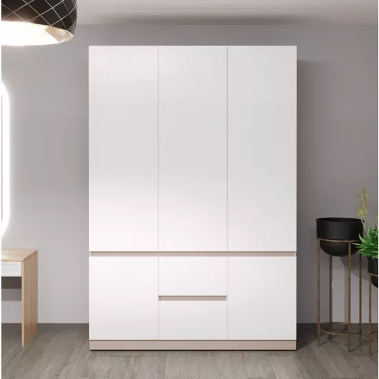 Dulap Bayro Harmony cu sertare, 150x220x55 cm, Gri Piatra (608041)