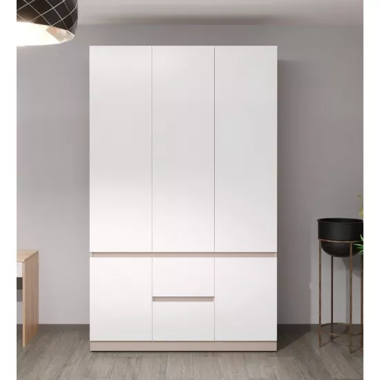 Dulap Bayro Harmony cu sertare, 135x220x55 cm, Gri Piatra (608038)