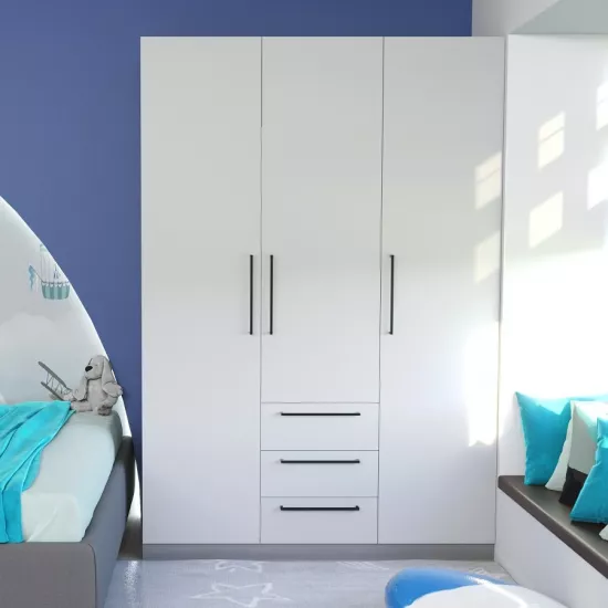 Dulap Bayro Serenity cu 3 sertare, 150x220x51,8 cm, Gri asfalt (607398)