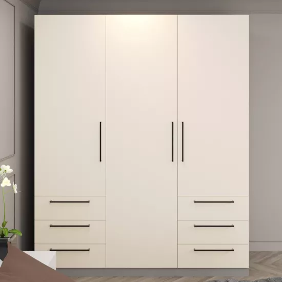 Dulap Bayro Serenity cu 6 sertare, 180x220x51,8 cm, Light cream (608520)