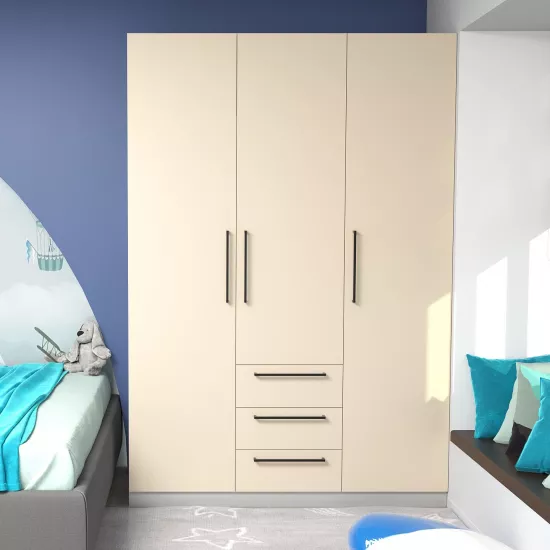 Dulap Bayro Serenity cu 3 sertare, 150x220x51,8 cm, Light cream (608521)