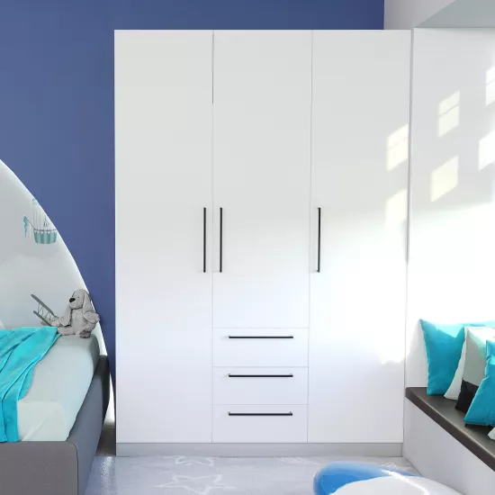 Dulap Bayro Serenity cu 3 sertare, 150x220x51,8 cm, White (608529)