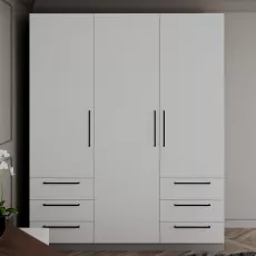 Dulap Bayro Serenity cu 6 sertare, 180x220x51,8 cm, Light Grey (608516)