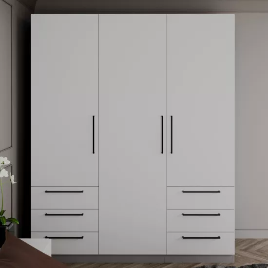 Dulap Bayro Serenity cu 6 sertare, 180x220x51,8 cm, Light Grey (608516)