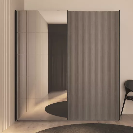 Шкаф-купе Bayro Top Line Napoli, 200x230x56 cm с одним зеркалом, Серый камень (604786)