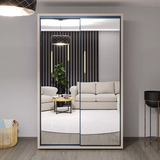 Dulap glisant Bayro Parma, 140x225x60 cm,, Gri Piatra