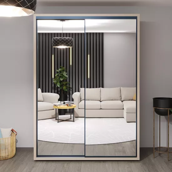 Dulap glisant Bayro Parma, 160x225x60 cm,, Gri Piatra