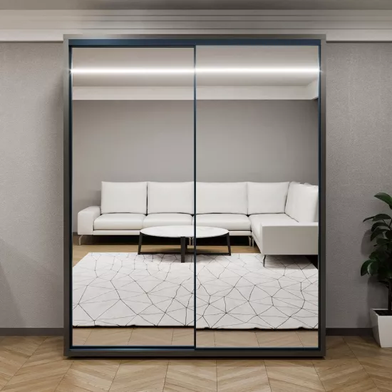 Dulap glisant Bayro Parma, 180x225x60 cm,, Antracit
