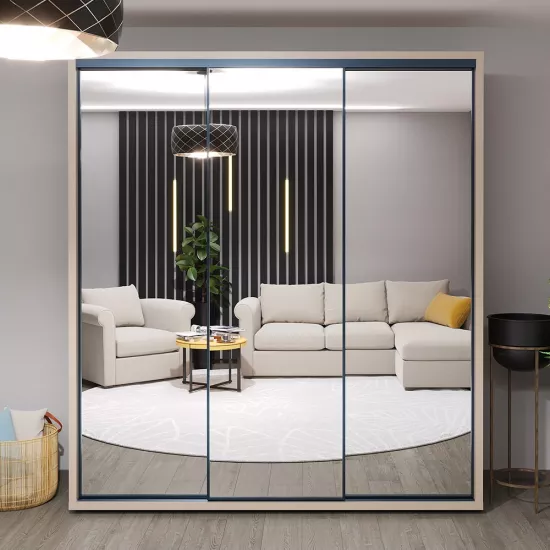 Dulap glisant Bayro Parma, 200x225x60 cm,, Gri Piatra