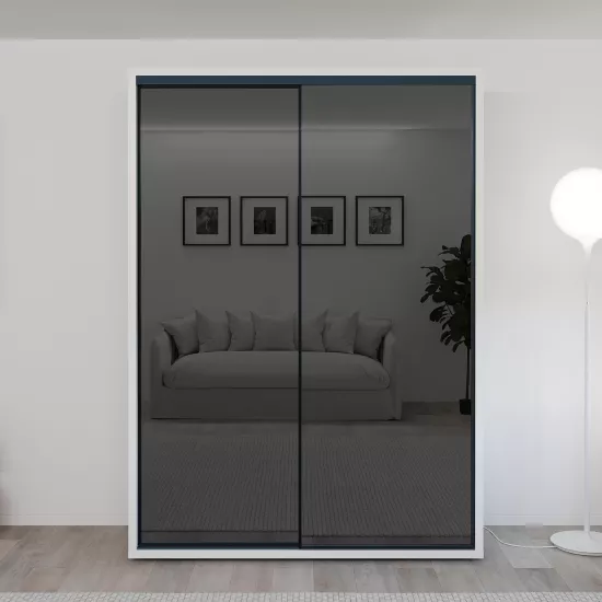Dulap glisant Bayro Parma Gaphite, 160x225x60 cm,, Alb