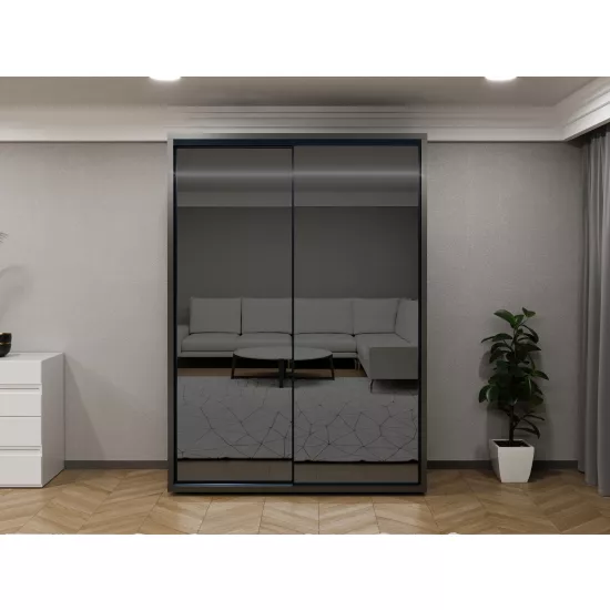 Dulap glisant Bayro Parma Gaphite, 160x225x60 cm,, Antracit