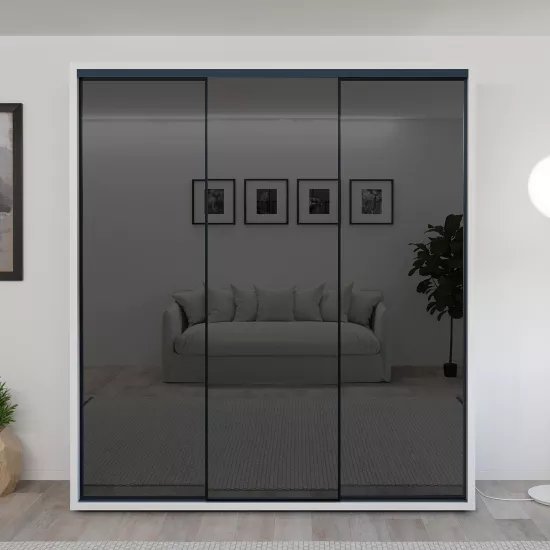 Dulap glisant Bayro Parma Gaphite, 200x225x60 cm,, Alb