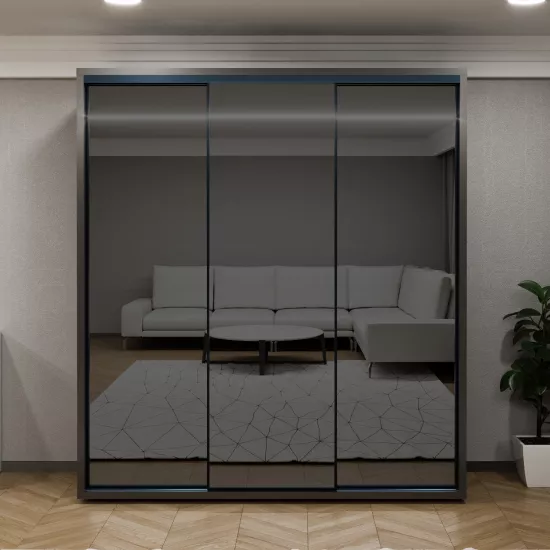 Dulap glisant Bayro Parma Gaphite, 200x225x60 cm,, Antracit