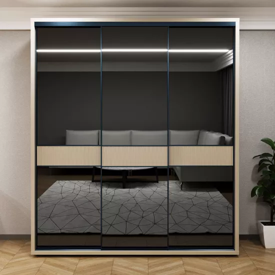Dulap glisant Bayro Murano, 200x230x60 cm,, Gri Piatra