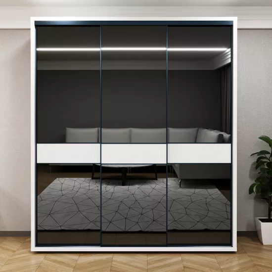 Dulap glisant Bayro Murano, 200x230x60 cm,, Alb