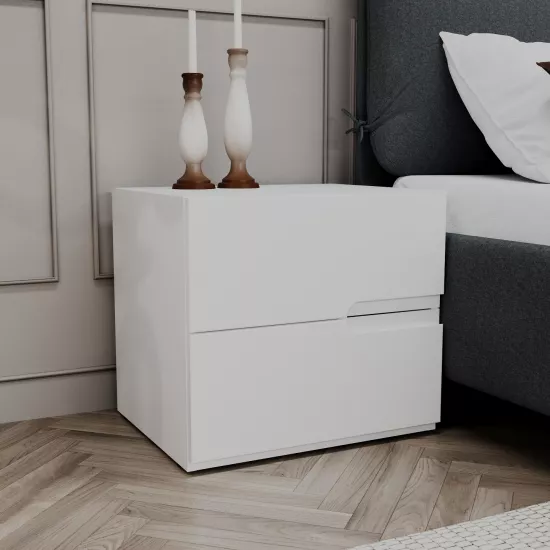Noptieră Bayro Modena (55 cm) MDF 18mm mâner, Sorrento alb mat