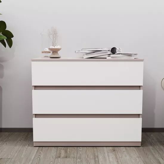 Comodă Bayro Harmony (100 cm), Gri Piatra/Alb