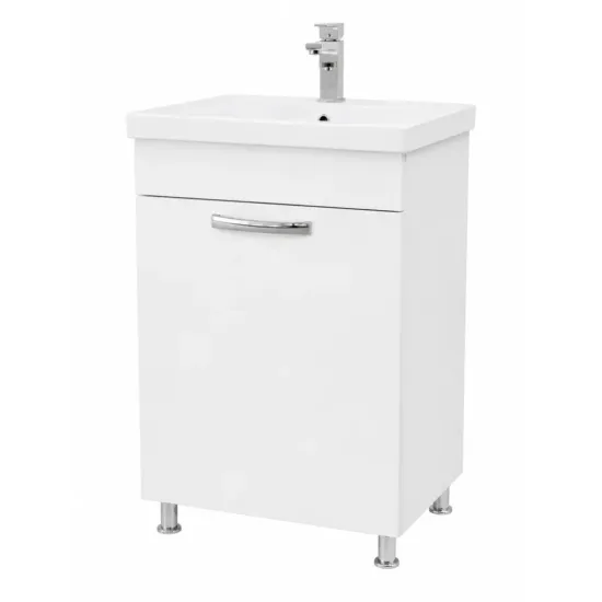 Dulap pentru lavoar Mashtab Agat (Sava) 50 cm, pardoseală cu o usa, Alb (11982)