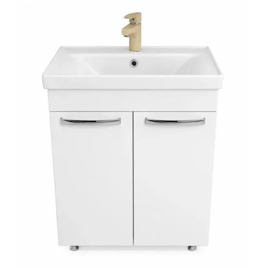 Dulap pentru lavoar Mashtab Agat (Sava) 60 cm, pardoseală cu 2 usi, Alb (11985)