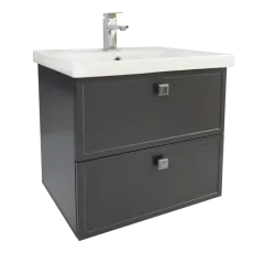 Шкаф под умывальник Mashtab Alicante (Sava) 60 cm, подвесной с 2 выдвижными ящиками, Антрацит мат (11867)