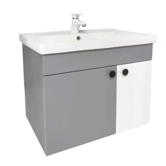 Dulap pentru lavoar Mashtab Lerida (Sava) 70 cm, suspendat cu 2 usi, Gri mat (11874)