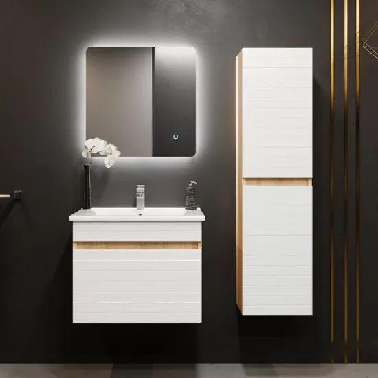 Set de mobila de baie Bayro Avanti 100 65-35, Alb Mat (117513_10936/115273/117518)