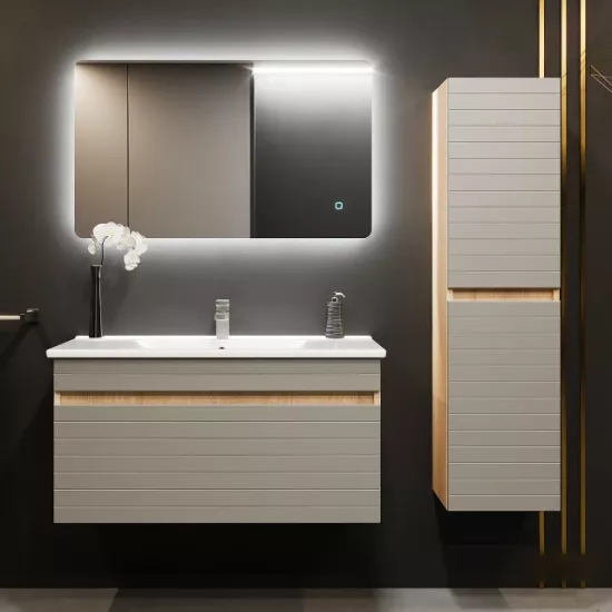 Set de mobila de baie Bayro Avanti 135 100-35, Light Grey (117511_10938/115271/117517)