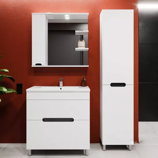 Set de mobila de baie Bayro Etna 120 80-40, Alb Mat (118764_117256/121477/121567)