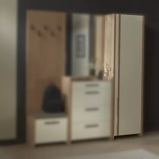 Шкаф пенал Ambianta Solaris, 60x215.6x35. 4 см, Artisan/Crem