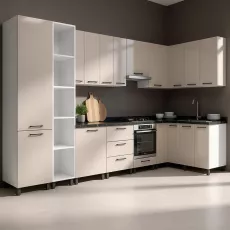 Bucatarie modulara Ambianta Bonita Uno, MDF, Alb/Cashmere