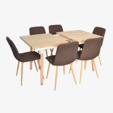 Set de mobilă Eva DT 433-4WO + 6 YTC-080Wo BJORN-45 (Dark brown)