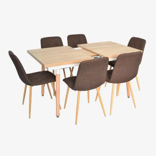 Set de mobilă Eva DT 433-4WO + 6 YTC-080Wo BJORN-45 (Dark brown)