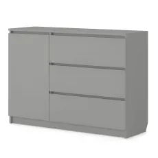Comodă Fabrik Home Havana 3 sertare + 1 usa, 120x38.5x86 cm, Gri