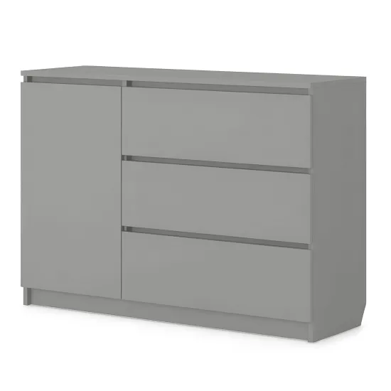Comodă Fabrik Home Havana 3 sertare + 1 usa, 120x38.5x86 cm, Gri