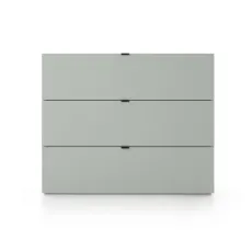 Comodă Fabrik Home Hardy 3 sertare, 110x39x91 cm, Frasin alb/Gri deschis mat