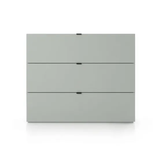 Comodă Fabrik Home Hardy 3 sertare, 110x39x91 cm, Frasin alb/Gri deschis mat