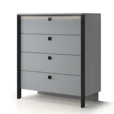 Comodă cu iluminare Fabrik Home Clay 4 sertare, 100,4x50,2x112 cm, Grey mouse