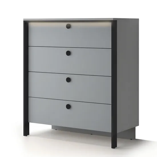 Комод с подсветкой Fabrik Home Clay 4 ящика, 100,4x50,2x112 см, Серая мышка