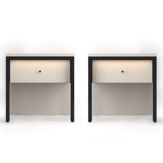 Прикроватная тумба с подсветкой Fabrik Home Clay набор 2 шт, 40x40x41 см, Кашемир