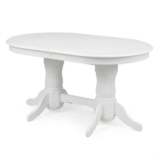Masă pentru bucătărie Fabrik Home Elegance oval, 160x100 cm extensibilă, Alb