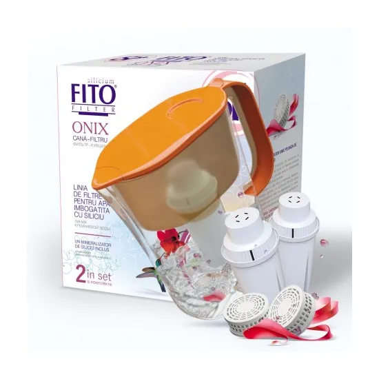 Cana filtranta 2,4 l Fito Filter FF Onix Si+ cu 2 cartușe, Portocaliu