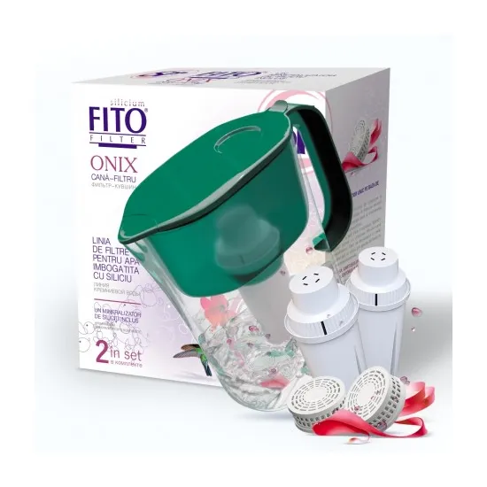 Cana filtranta 2,4 l Fito Filter FF Onix Si+ cu 2 cartușe, Verde