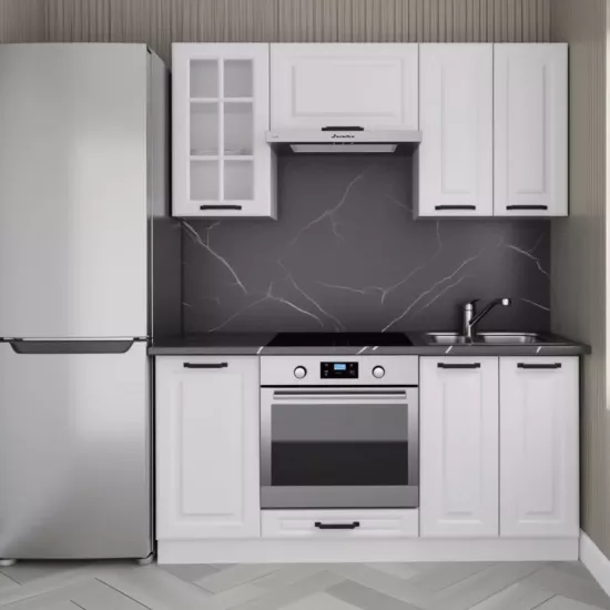 Кухня Yasen Сканди 1.8 м, МДФ, витрина, Белый