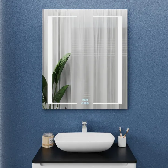 Oglindă pentru baie Bayro Sirius 60x80 LED 3C touch cu dezaburire, ceas și termometru (127076)